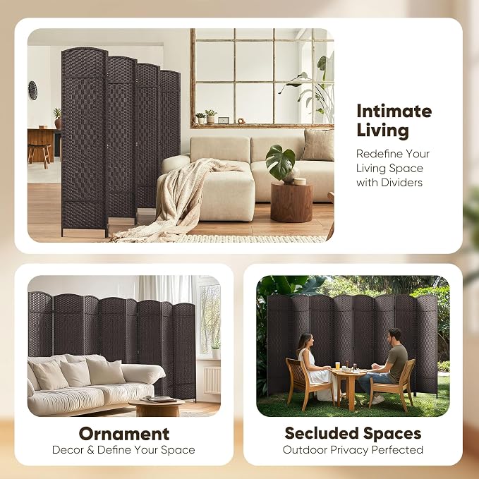 8 Panel Room Divider, Privacy Screen & Room Separation, Extra Wide | Paper - Image 7