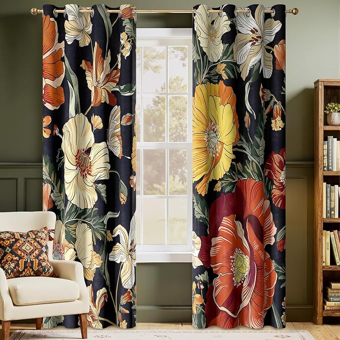NICETOWN Boho Floral Curtains 100% Blackout - Image 2
