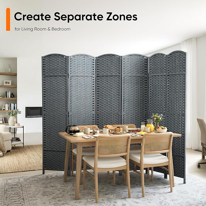 Outdoor Privacy Screen 6-Panel Folding Room Divider Space Partition | 67"H 96"W - Image 8