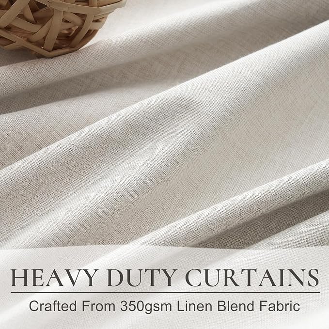 Birch Blackout Curtains 60 Inches Extra Wide Cute Linen 96 Inch Length - Image 3
