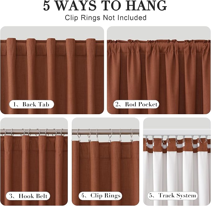 Joywell 100% Blackout Linen Curtains 96 Inch Long - Image 2