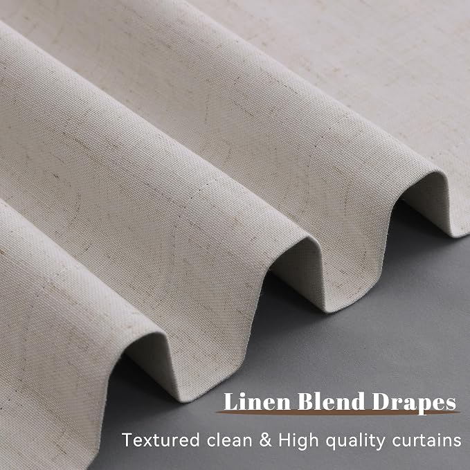 Cream 100% Linen Blackout Curtains 84 Inch Long - Image 7