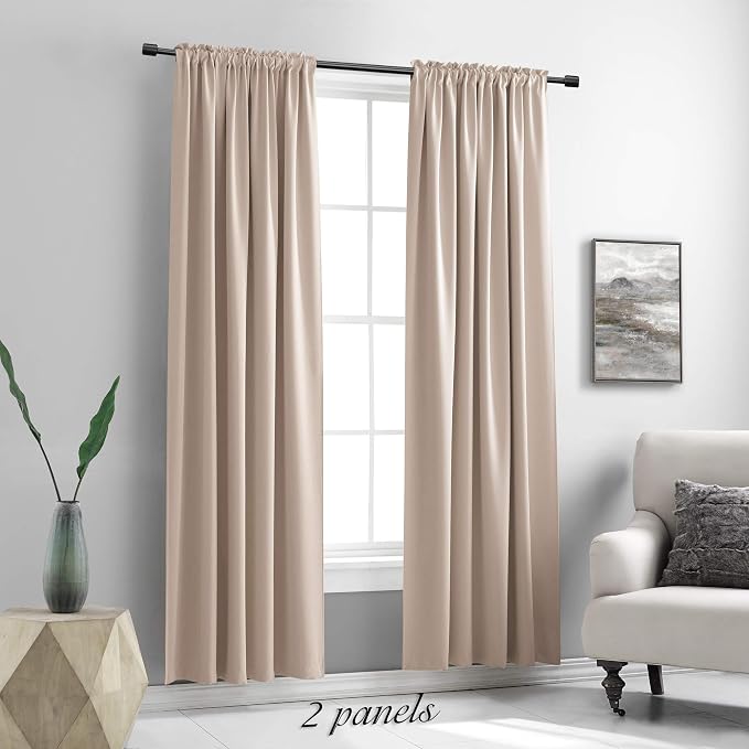 Warm Taupe Window Treatment Thermal Insulated Rod Pocket Blackout - Image 2