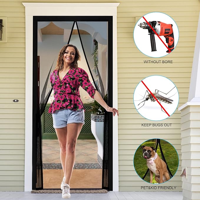 Fillis Magnet Fly Screen Door, 100x200cm Insect Protection Balcony Door - Image 2