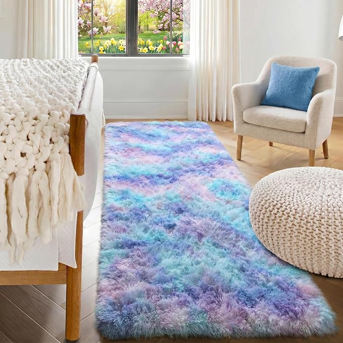 Rainbow Runner Rugs for Bedroom Living Room, Fluffy 2x6 Bedside Hallway Area Rug - Image 3