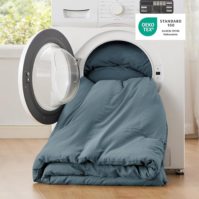 Bedsure King Comforter Set, Slate Blue Soft Prewashed Bedding - Image 5
