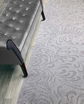Custom Length Hallway Runner Rug,Slip Resistant,Floral Grey, 26 Inch X 30 feet, Sold and Priced Per Foot