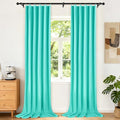 Etherealveil Turquoise Green Pinch Pleated Blackout Curtains 2P 40"x112" | Back by Etherealveil