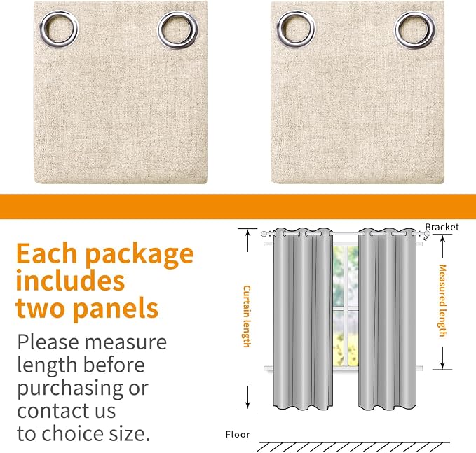 YoungsTex Linen Blackout Curtains 48 Inch Length - Image 8