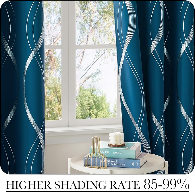 NICETOWN Moroccan Blue Blackout Curtains 84 inch Long - Image 6