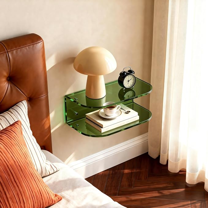 Acrylic Floating Nightstand, Wall Mounted Bedside Table Shelf - Image 4