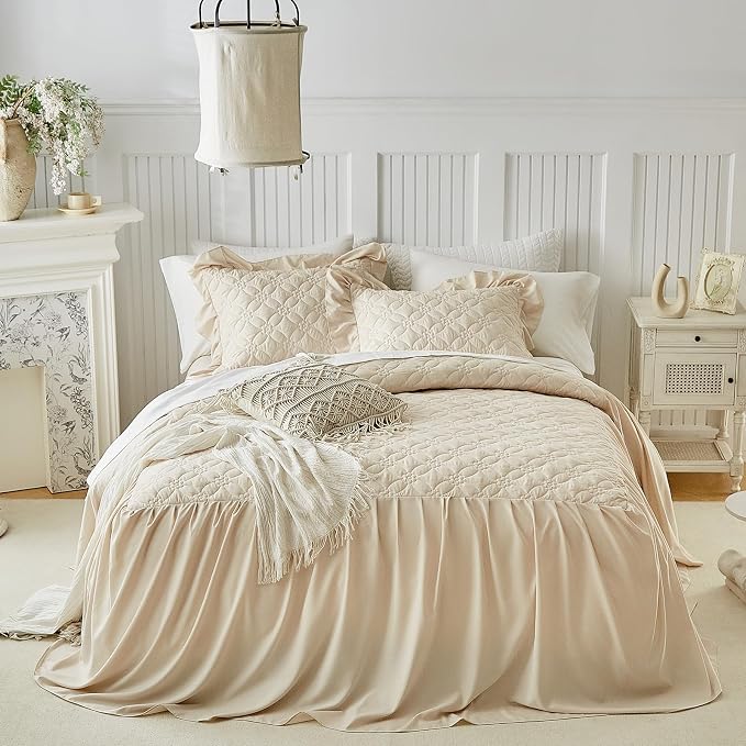 Ruffle Skirt Bedspread Set Flower Style - Image 4