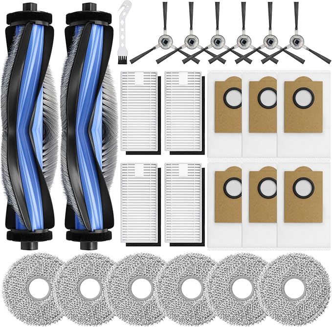 Bluevisk M3 Replacement Parts for Lefant M3 Accessories Robotic Vacuum Cleaner Parts 2 Roller Brush,4 HEAP, 6 Mops, 6 Dust Bags, 6 Side Brushes, 1 Clean Brush