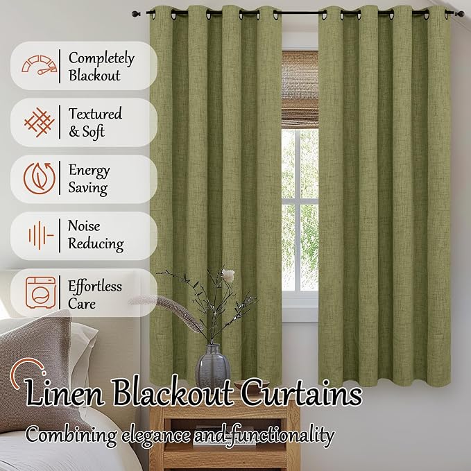 Linen Blackout Curtains 63 Inch - Image 2