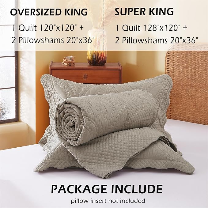 Cmfshape Oversize King Bedspread 128"x120", 3 Piece California King Quilt - Image 6