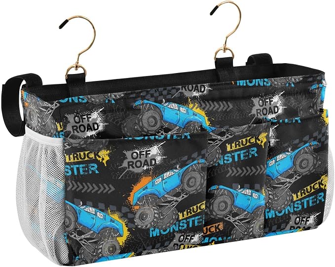 Monster Truck tag8 Bedside Caddy Storage Bag Bedside Organizer by KOPIRIT