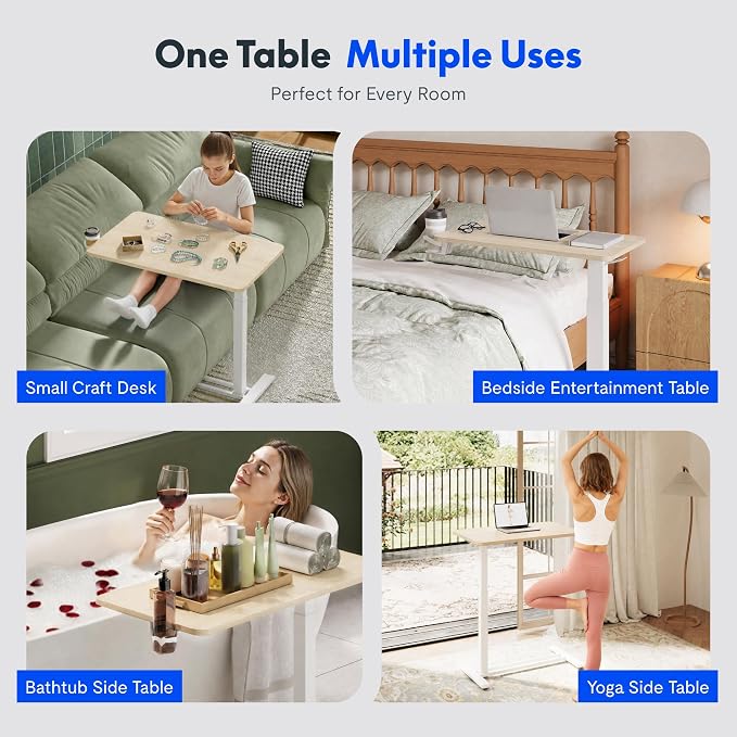 FLEXISPOT H7 28" Pneumatic Height-Adjustable Overbed Table - Image 8