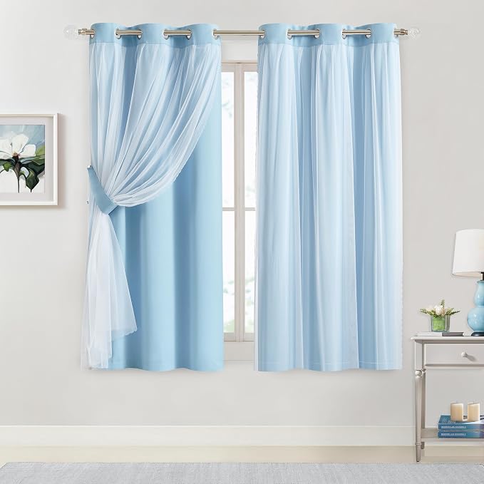 Bujasso Sky Blue 80% Blackout Curtains by Bujasso
