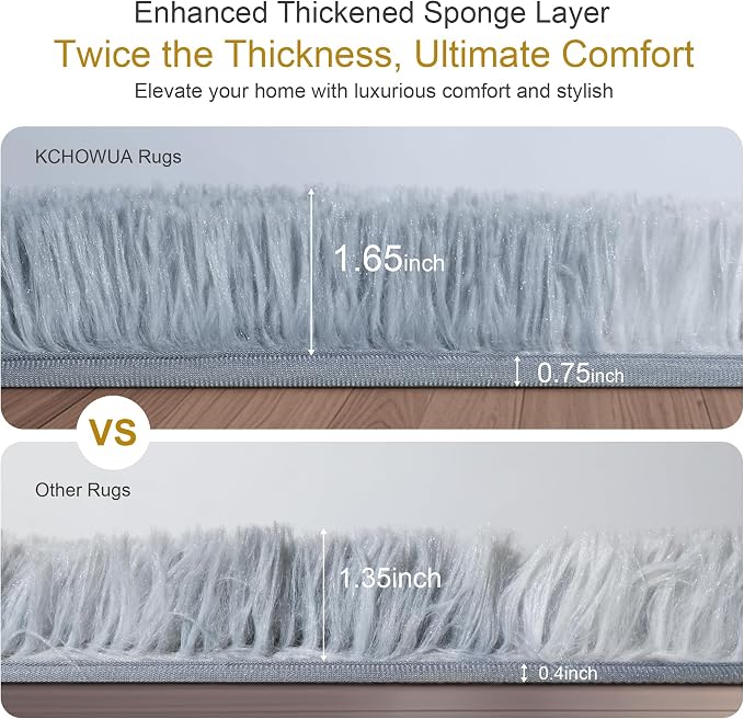 6x9 Thick Tie-Dye Gray Shag Rug - Image 3