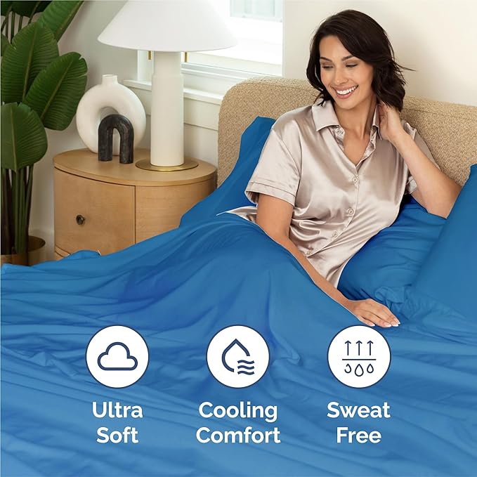 Cal King 6 Piece Sheet Set - Cooling & Breathable - Hotel Luxury Bedding, Includes Fitted Sheet for Women, Men, Kids and Teens - 1 Flat, 1 Fitted Sheet, 4 Pillowcases with Deep Pockets - Royal Blue