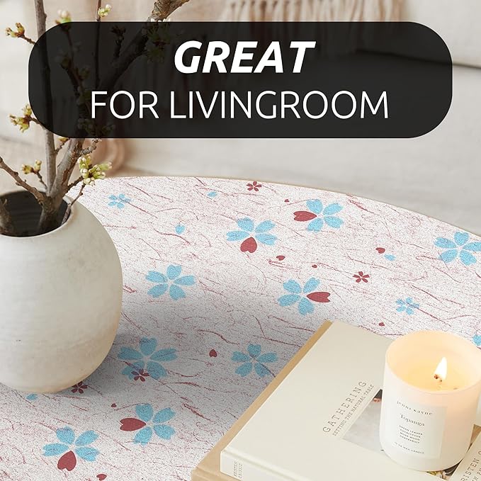 RAY STAR 12X120 Inch Shelf Liner for Kitchen Cabinets, Non-Adhesive Cabinet Liner Washable, PVC Drawer Liner for Dresser Non-Slip Bathroom (Blue-Floral)(4 Roll)