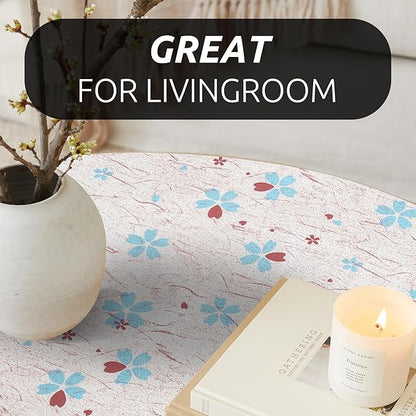 RAY STAR 12X120 Inch Shelf Liner for Kitchen Cabinets, Non-Adhesive Cabinet Liner Washable, PVC Drawer Liner for Dresser Non-Slip Bathroom (Blue-Floral)(4 Roll)