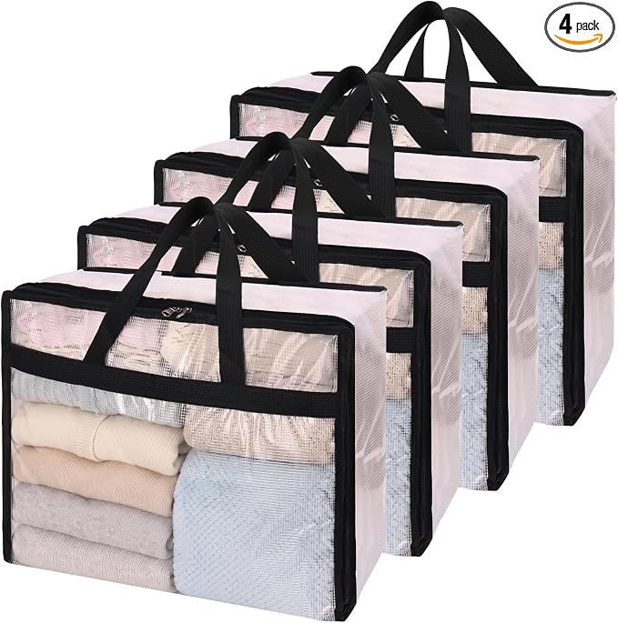 Fixwal Storage Bags 4 Pack 40L Mesh Clear by Fixwal