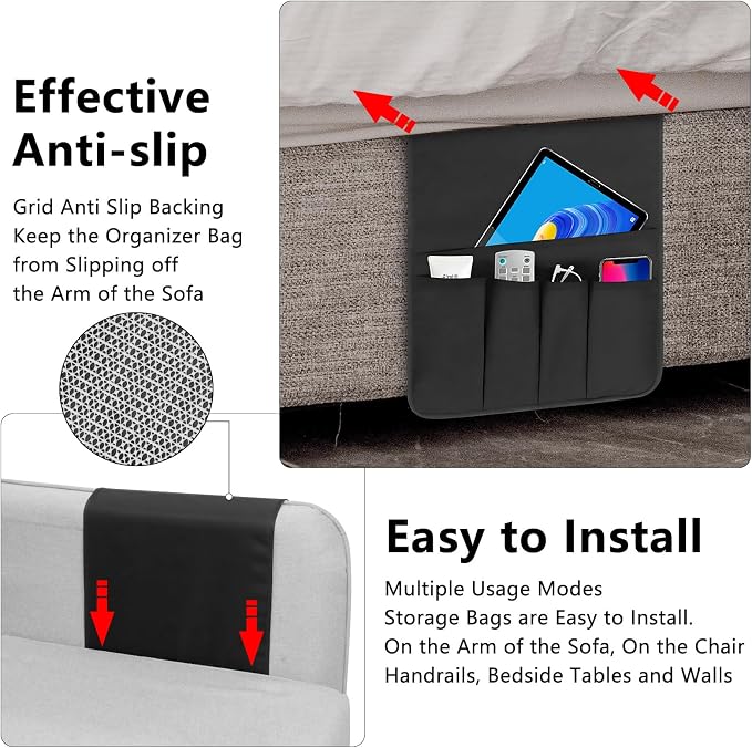 Remote Control Holder for Armchair Caddy，TV Remote Holder Over Chair Arm | - Image 4