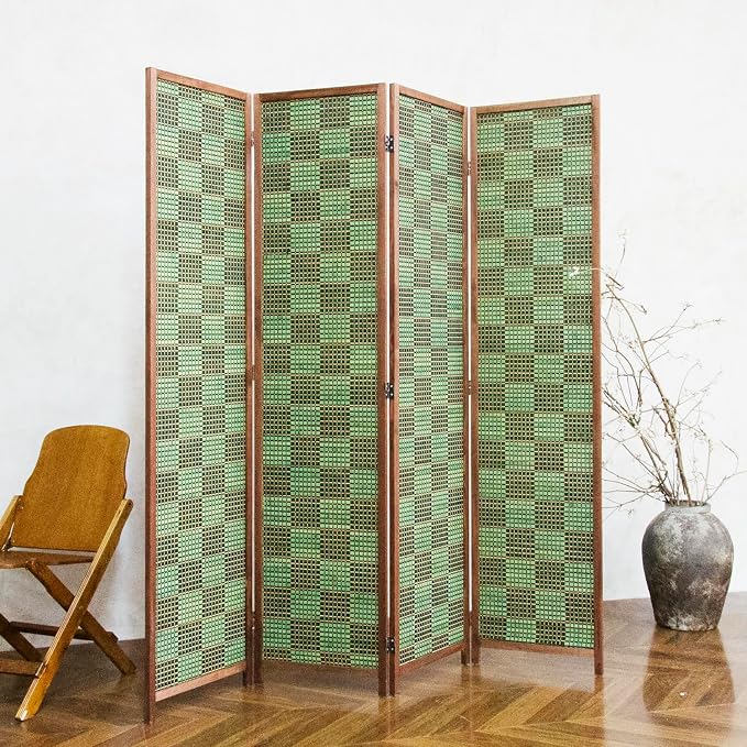 4 Panel Bamboo Room Divider, 5.6 ft Tall Double-Sided Folding Privacy Screen - Image 4