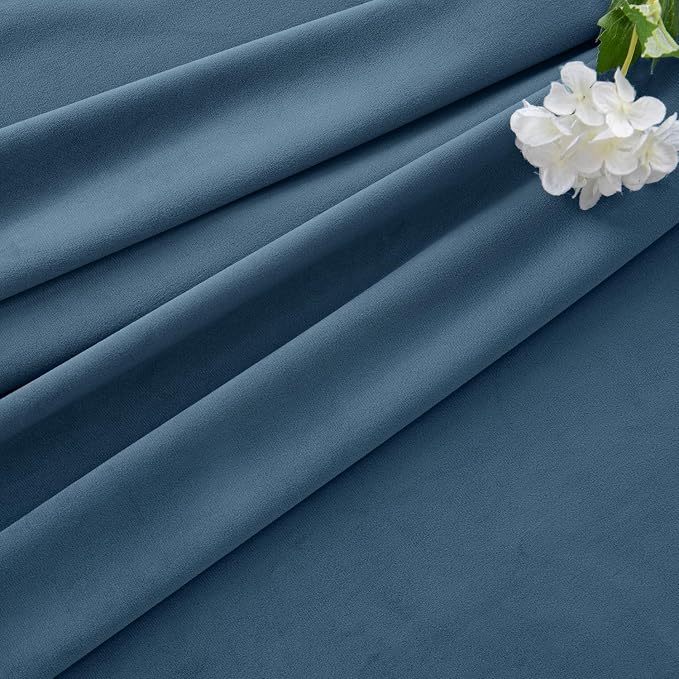 MIULEE Velvet Curtains 50W x 84L 2 Panels Stone Blue Blackout Curtains | Luxury - Image 7