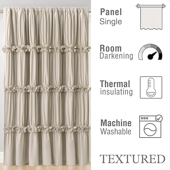 Boho Room Divider Curtains Single Panel, Rustic Rod Pocket Sliding Door Curtains - Image 4