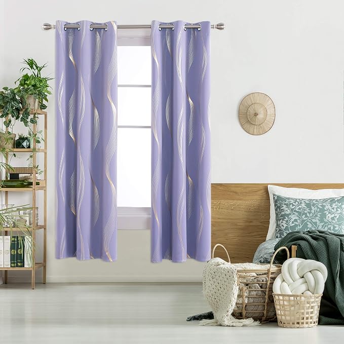 Deconovo Curtains for Living Room, Pattern Blackout Curtains 72 Inches Long | - Image 2