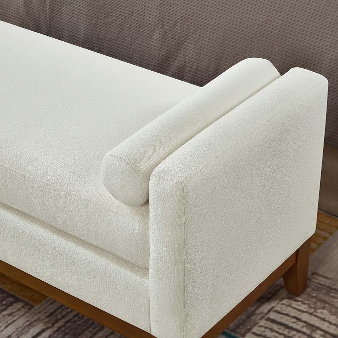 51” Bed Ottoman Bench for Bedroom, Boucle Upholstered End of The Bed Bench - Image 4