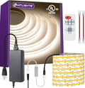 HitLights White COB LED Strip Lights Kit 4000K, Dimmable Tape Light with Remote 12V Power Supply, 2640 LEDs, 426 lm/ft, CRI 90+, UL Listed, Premium Lighting for Kitchen Cabinet Living Room, 16.4ft