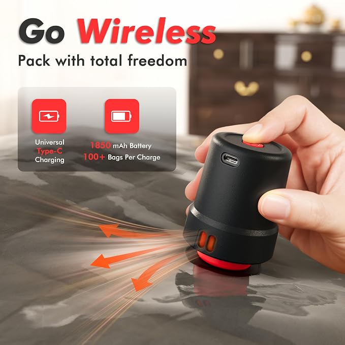 MEIQIHOME 20 Pack PackEase Travel Vacuum Bags 1800mAh Wireless Pump, 80% - Image 3