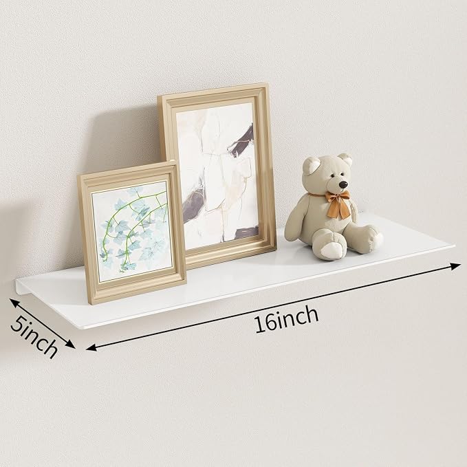 MKO 16" Floating Shelves for Wall, Metal Wall Mounted Shelf for Bathroom - Image 3
