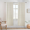 DriftAway 100% Blackout Plaid Linen Curtains 72 Inches Long 2 Panels Taupe | by DriftAway