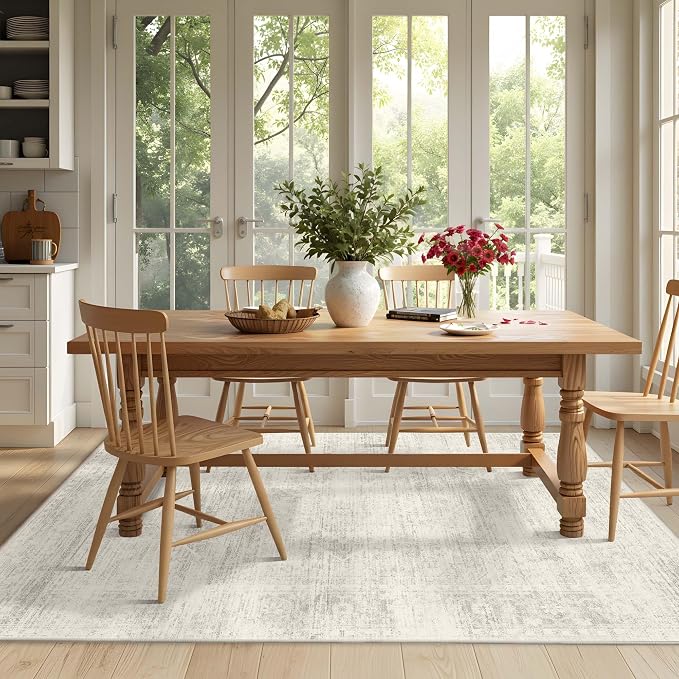 Latte&Fog Vintage 5x7 Washable Neutral Area Rugs, Ivory Rug - Image 4