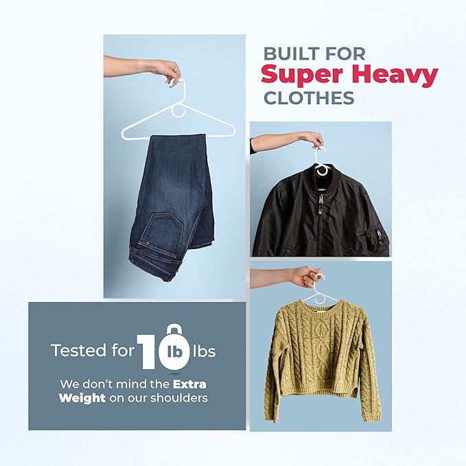 Neaties Heavy Duty Clothes Hangers 100+ Pack (324 Count) – Made in The USA – 8lb Capacity Plastic Hangers for Adult Clothing – Durable for Pants, Coats, Jackets, or Jeans – Blue