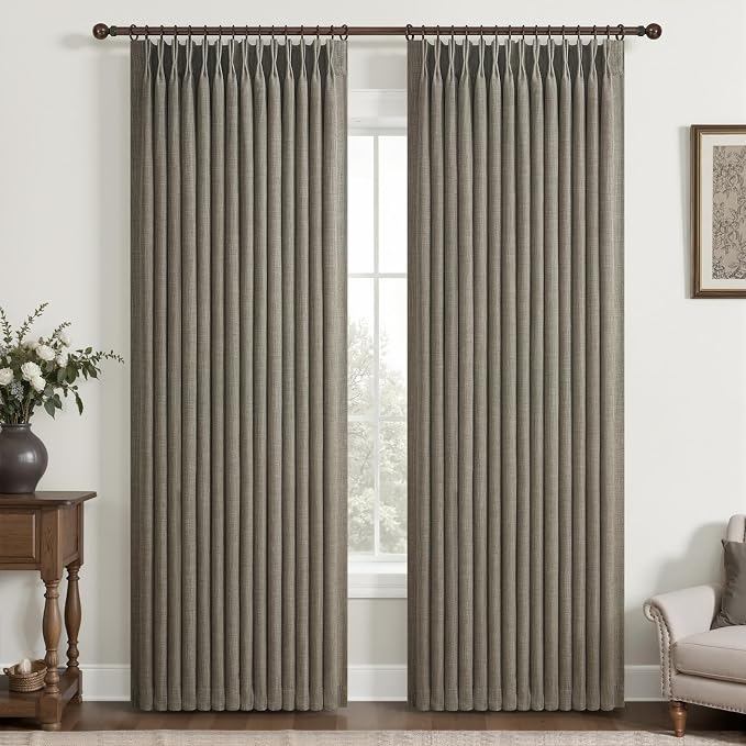 Memory Shape Pinch Pleat Blackout Office Curtains 78 Inches Long, Sepia Ebony by PleatedDrapes