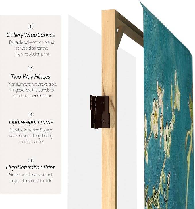 Red Lantern Double Sided Works of Van Gogh Canvas Folding Screen - Image 5