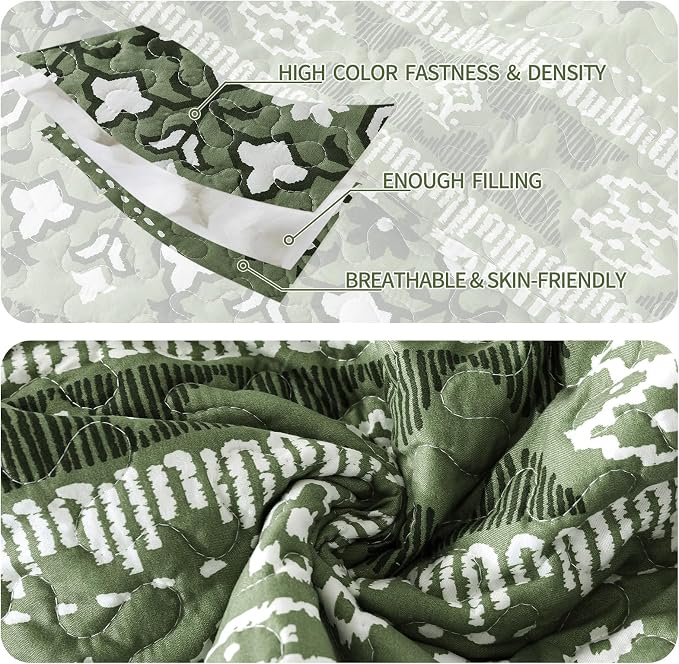 VAPUTAR Boho Quilts King Size, Stripe Reversible King Quilt Set | Lightweight - Image 5