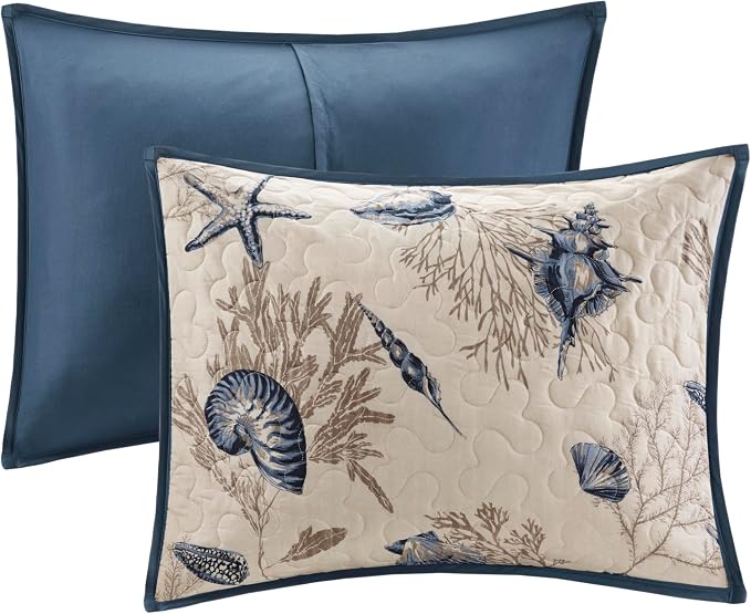Madison Park Cottage Coastal Starfish Blue Queen Bedspread Set, Machine Washable - Image 4