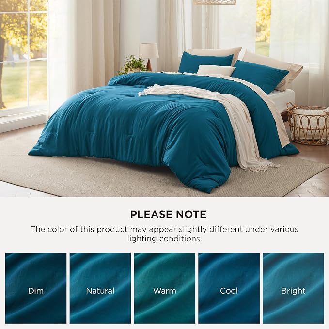 Bedsure Full Comforter Set, Teal Soft Prewashed Bedding - Image 7