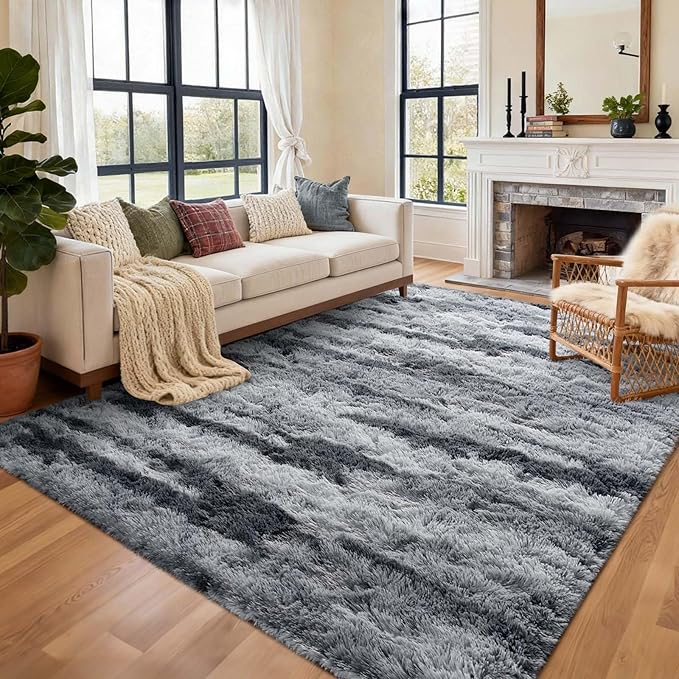 5x7 Ft Large Shag Rugs for Bedroom Living Room for Men Boys, Tie Dyed Ultra by Cuzwlovita