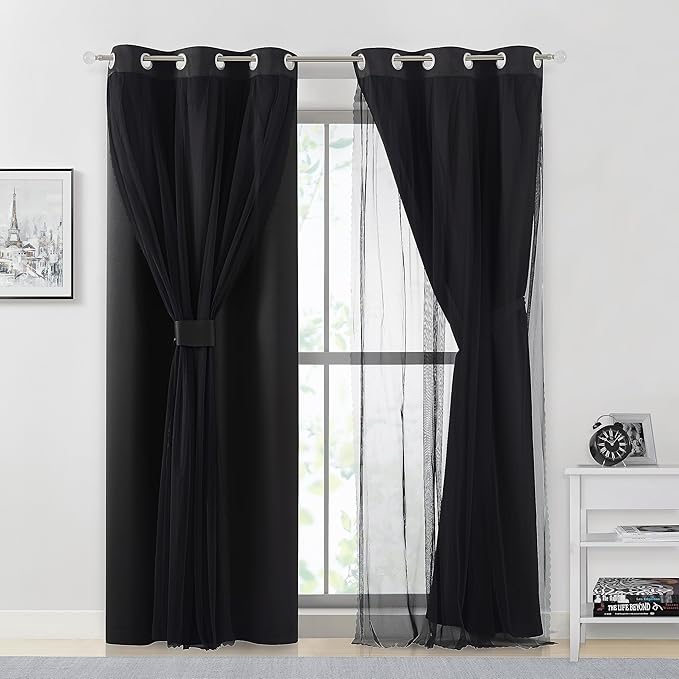 Bujasso Black Blackout Curtain Panels - Image 7