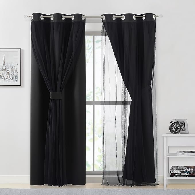 Bujasso Black Full Blackout Curtain Panels - Image 5