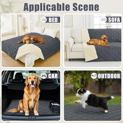 Smiry Waterproof Dog Bed Cover Blanket 40x80, Soft Reversible Pet Blanket, Washable Leakproof Cats Dogs Couch Cover for Sofa, Couch, Furniture, Lattice, Dark Grey/Beige