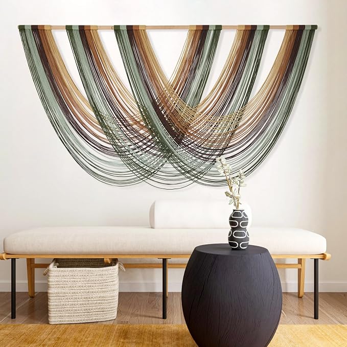 Macrame Wall Hanging Large Boho Wall Decor Yarn Wall Art Tapestry 57"W*31"L | by FLBER