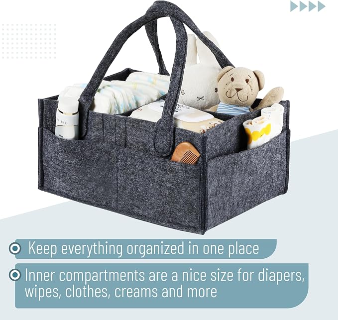 Mr. Pen- Baby Diaper Caddy Organizer, Charcoal Gray | Nursery Storage Bin and - Image 4